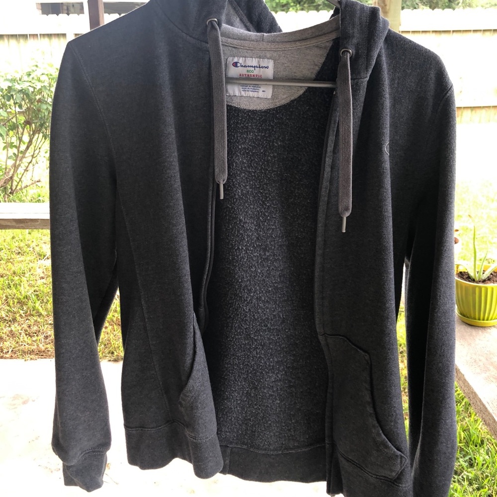 Charcoal heather gray zip hoodie adult small
